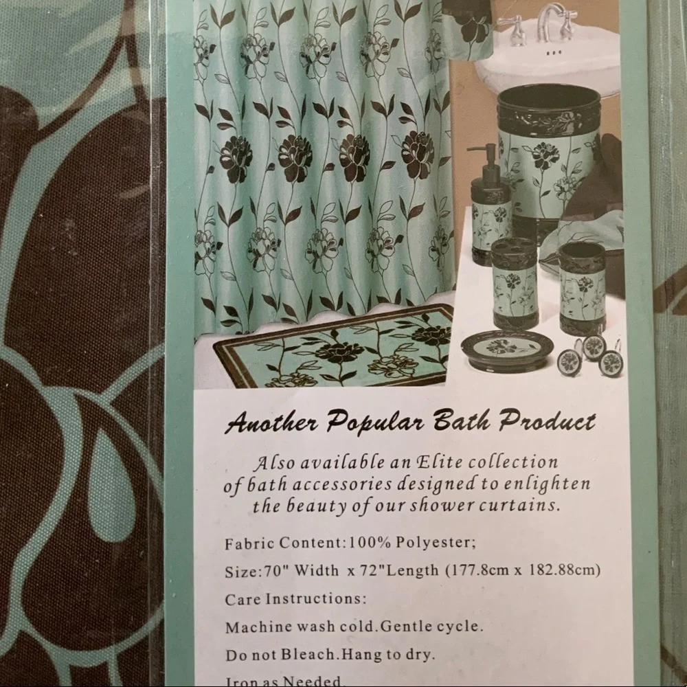 Shower Curtain Blue Chocolate Fabric “Cabella” by Popular Bath 70 x 72 in